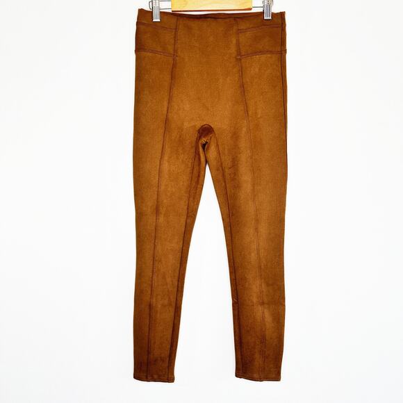 Spanx Faux Suede High Rise Tummy Shaping Rich Caramel Leggings Pant Small Petite - Picture 15 of 15